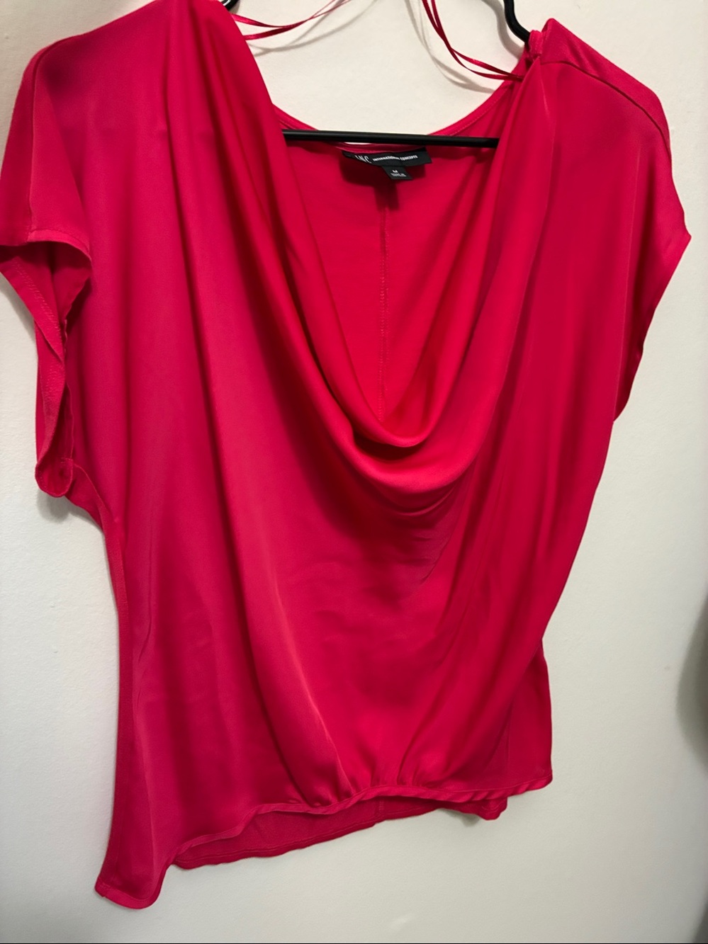 INC International Concepts Fuchsia Drape Neck Short Sleeve Blouse